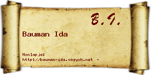 Bauman Ida névjegykártya